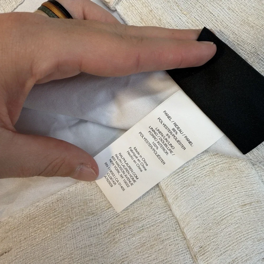 Ralph Lauren Long Window Curtains Drapes 2 Panels 54x108 Natural Blackout Linen